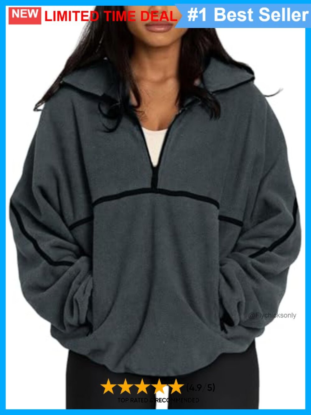 Fleece Quarter Zip Pullover Oversized Half Zip Sweatshirt